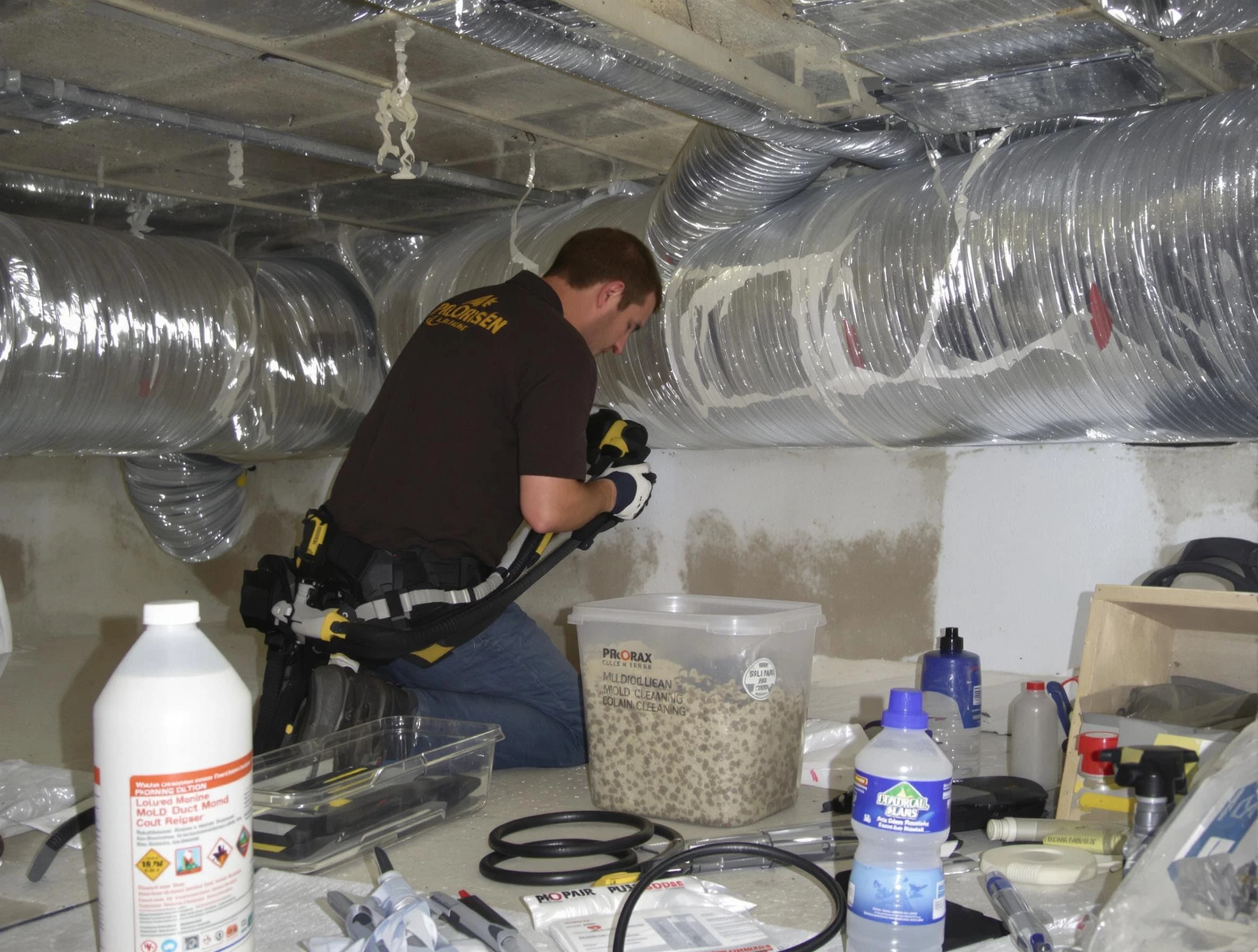 Colonial Heights Air Duct Cleaning specialist performing professional mold removal from air ducts in Colonial Heights