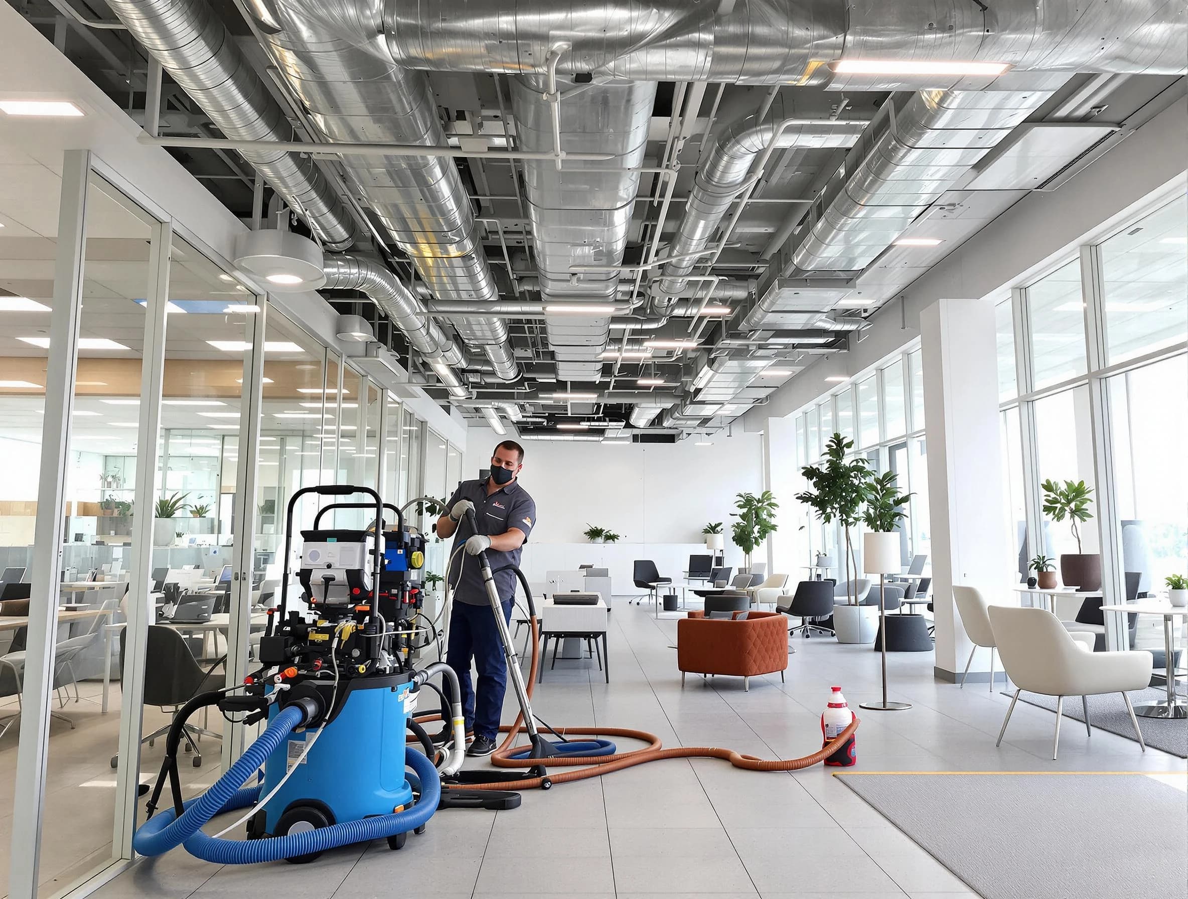 Colonial Heights Air Duct Cleaning team conducting comprehensive commercial duct cleaning at a business location in Colonial Heights