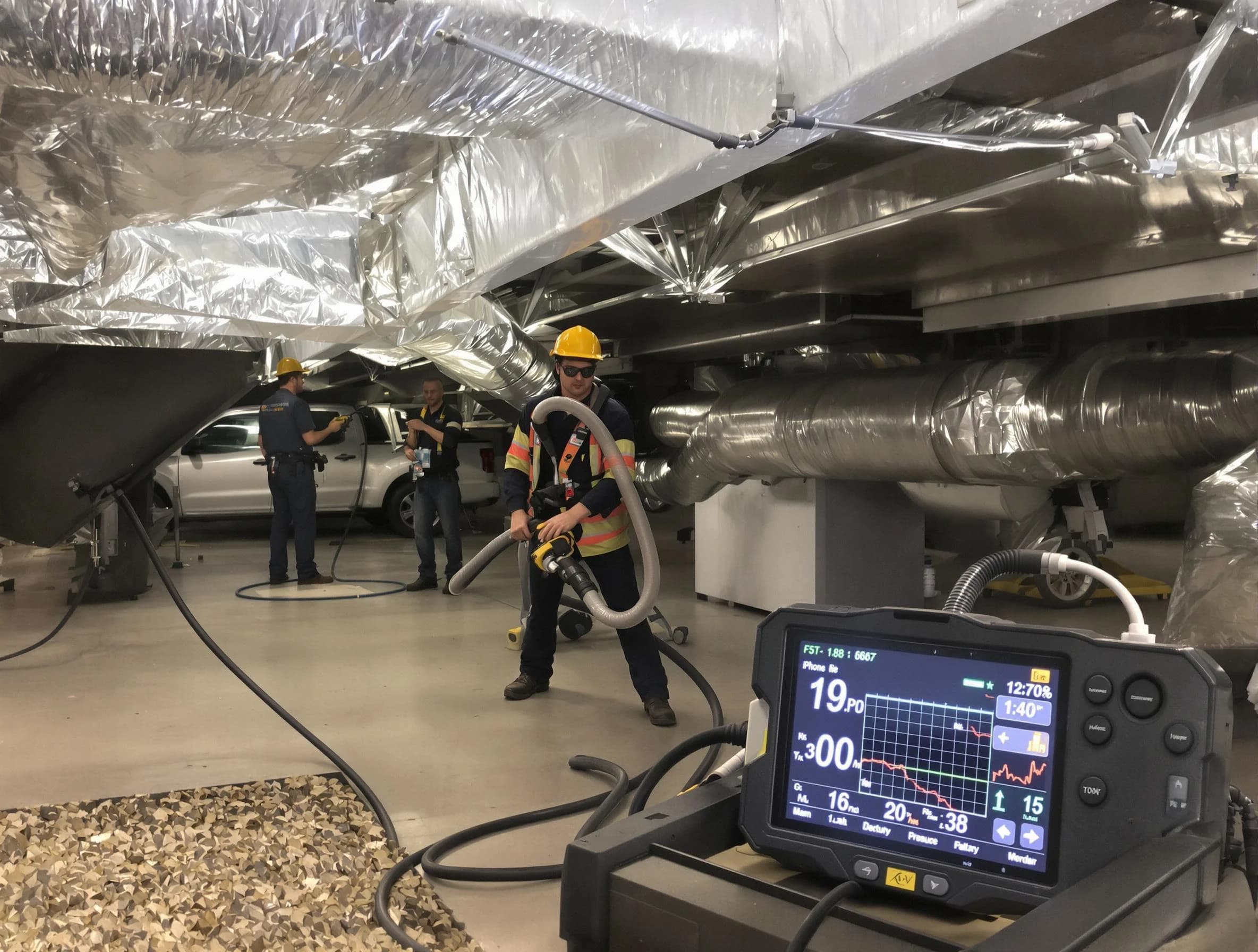 Professional negative pressure duct cleaning by Colonial Heights Air Duct Cleaning in Colonial Heights