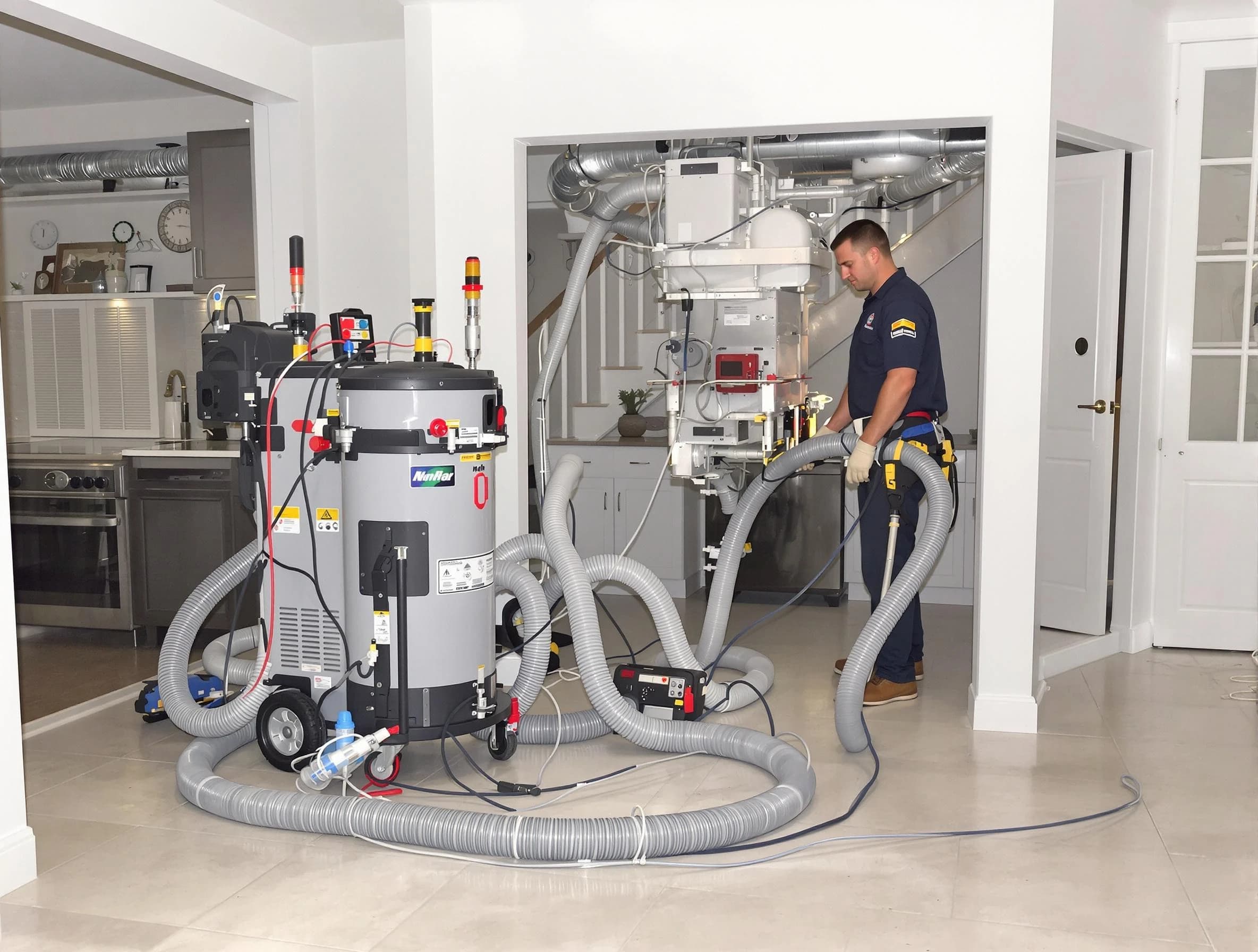 Colonial Heights Air Duct Cleaning technician operating negative pressure cleaning equipment for thorough duct maintenance in Colonial Heights